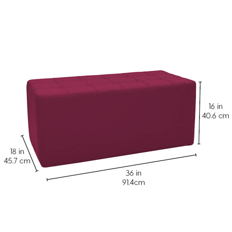 Faux Leather Ottoman, Raspberry Faux Leather