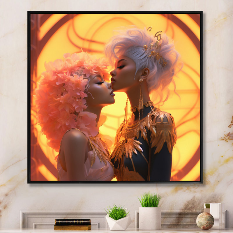 Funky Love Celebration sur impression sur toile, Cadre flottant noir, H 24 po x l 24 po x P 1 po