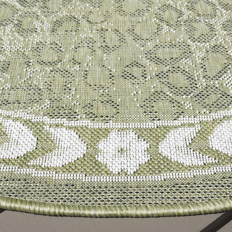 Monteiro Animal Print Green Indoor / Outdoor Area Indoor/Outdoor Area Rug, Round 4'