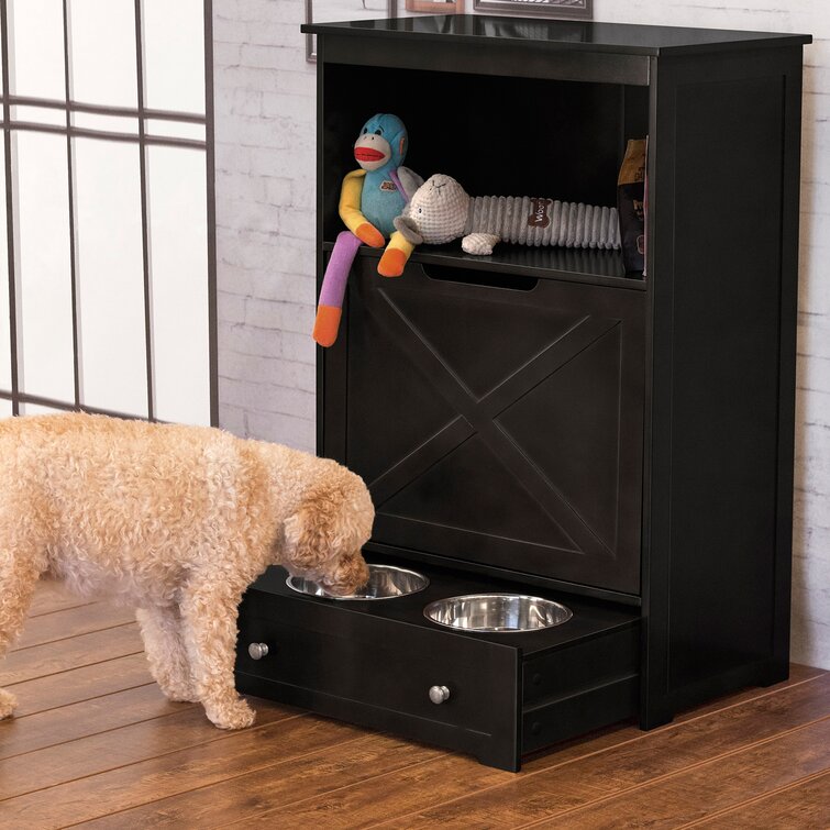 Pawhut Pet Feeder Station Storage Cabinet, Dog Food Storage