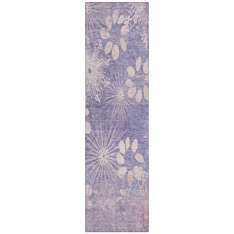 Machine Washable Indoor/Outdoor Leavittsburg ACN2225 Floral Rug, Runner 2'3" x 7'6"