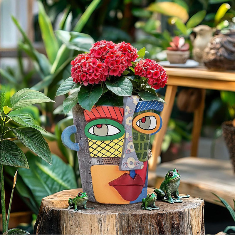 Jardinière colorée à tête Funky