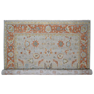 Tapis oriental rectangulaire gris en laine noué à la main 14 pi 0 po x 18 pi 1 po - MOA10284130