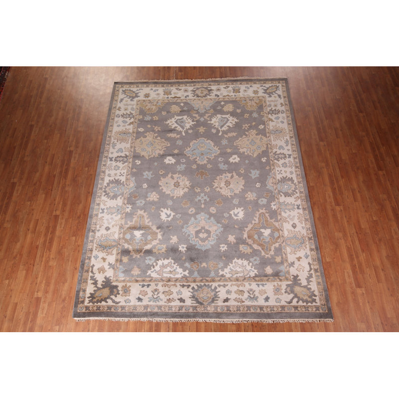 Tapis oriental fait à la main gris Oushak 9 x 12