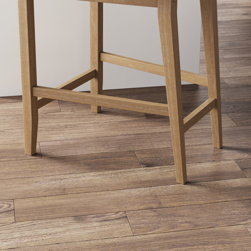 Gracie Light Brown Wood Counter Height Bar Stools with Upholstered Seats, Set of 2