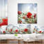Coquelicots rouges sur fond nuageux - coussin à imprimé floral-29892434-29892430