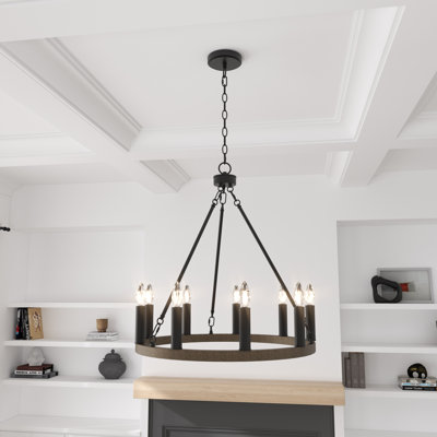 9-Lights Waggon Wheel Chandelier