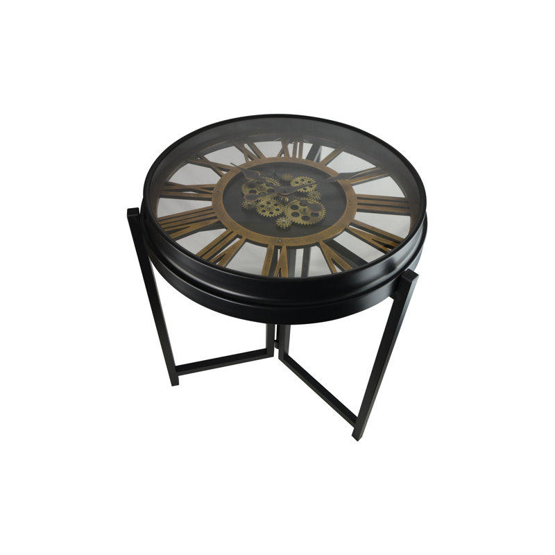 21" Round Table With Moving Gear Clock