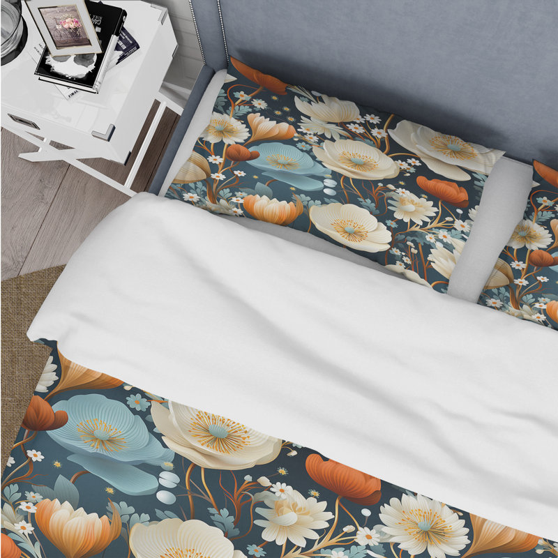 Ensemble de housse de couette Muliticolor Coastal Blossoms, Housse de couette pour très grand lit et 2 très