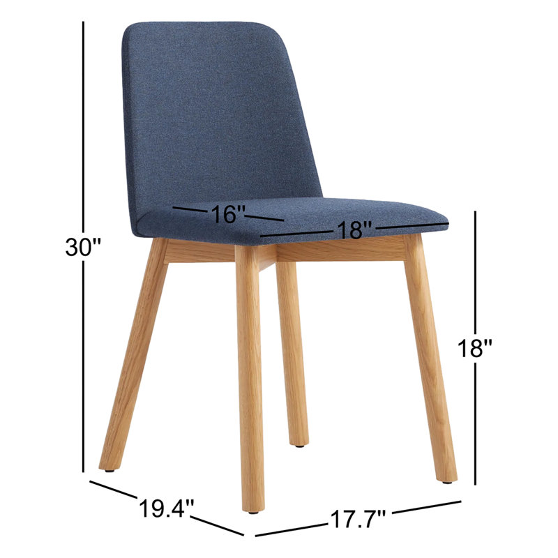 Chip Upholstered Dining Chair, Toohey Navy, White Oak