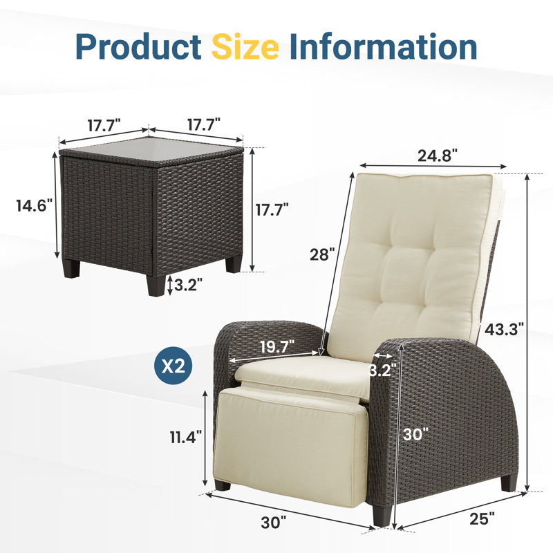 Adjustable Outdoor Lounge Chair With Backrest And Footrest, Non-Slip Legs And Weather-Resistant Cushions, Beige