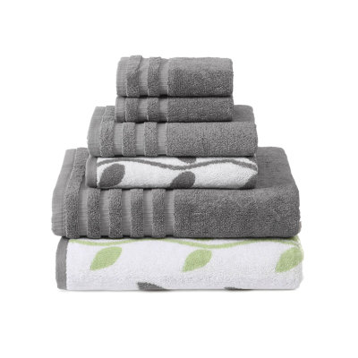 Ensemble de serviettes en jacquard teint en fil et en coton 6 pièces Modern fils modernes - 100% coton, à séchage rapide et bain absorbant