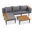 Ensemble de canapé d'extérieur moderne en bois d'acacia avec coussins résistants à l'eau et table basse pour terrasse-129910546