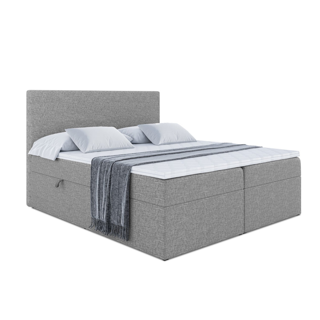 Boxspringbett mit H3 Bonell-Federkernmatratze, Topper und Bettkasten