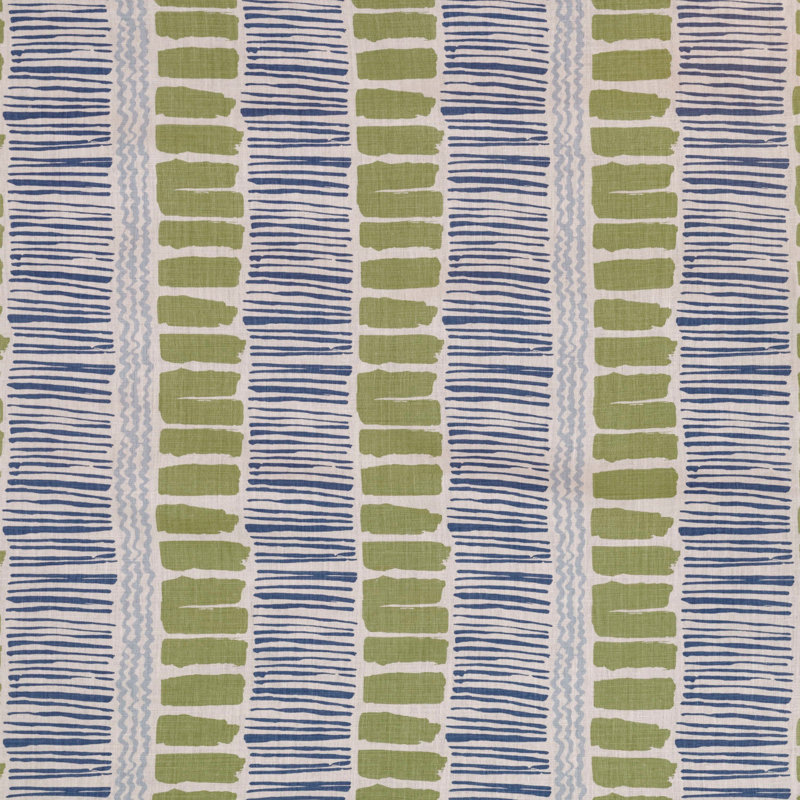 Saltaire Linen Fabric, Lime/Indigo/Blue