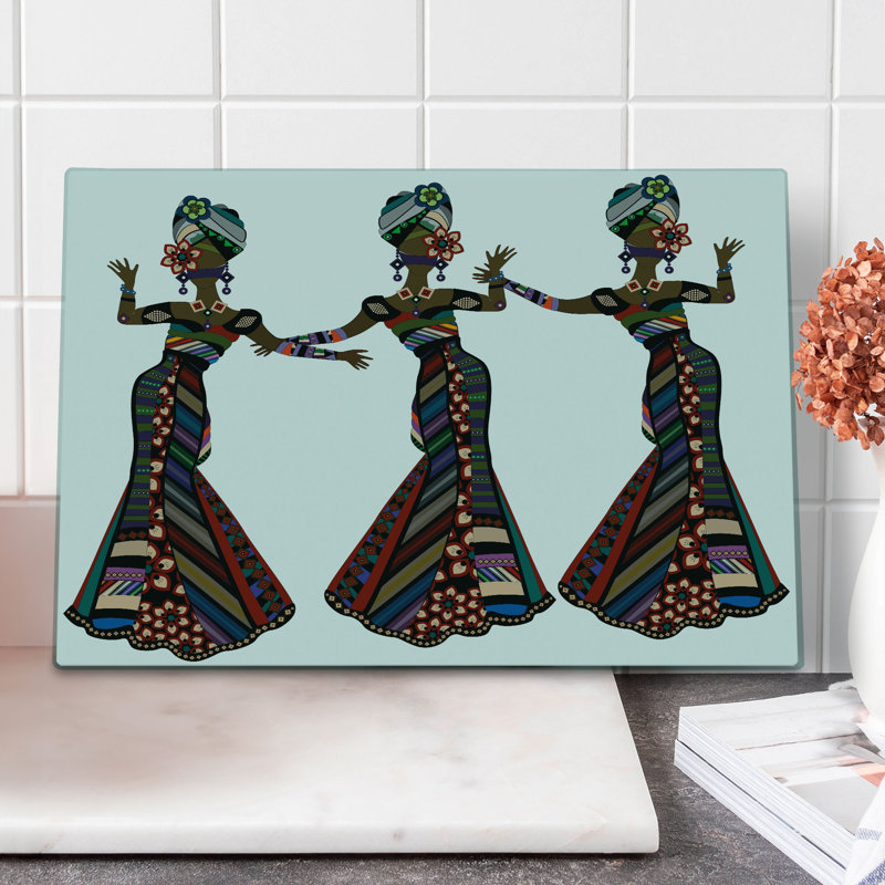 Ambesonne African Cutting Board Large Size Native Costumes Multicolor
