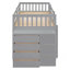 Lit superposé simple au-dessus de simple avec 4 tiroirs, 3 tablettes et construction en pin massif pour un gain de place et de durabilité-881558836-881558837