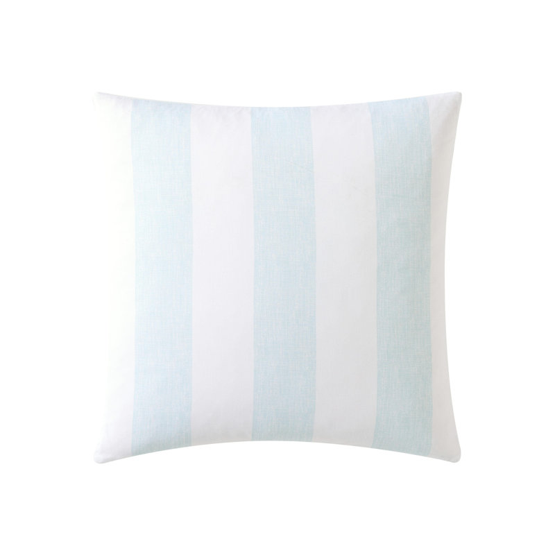 Blue and White Striped Cotton Throw Pillow, 20" x 20"