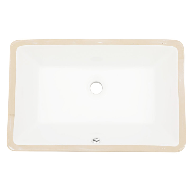 21"X13" White Undermount Ceramic Bathroom Sink, Elegant And Generous Design, Overflow Function Rectangular Quality, Practical Design