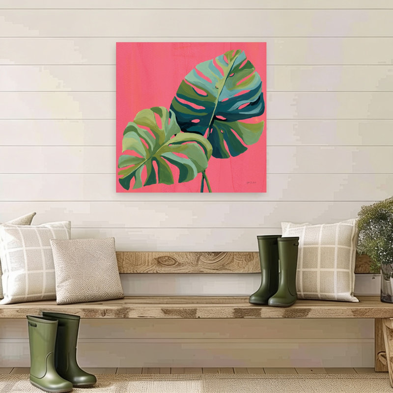 Île Botanica I, plante abstraite vibrante, art mural tropical, H 32 po x l 32 po