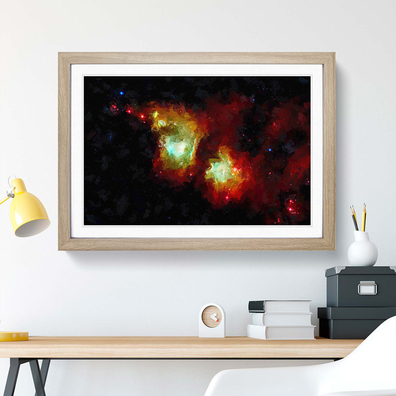 Out of Space Vol.36 in Abstract - Picture Frame Graphic Art Print, 62cm H x 87cm W x 2cm D, Oak Framed