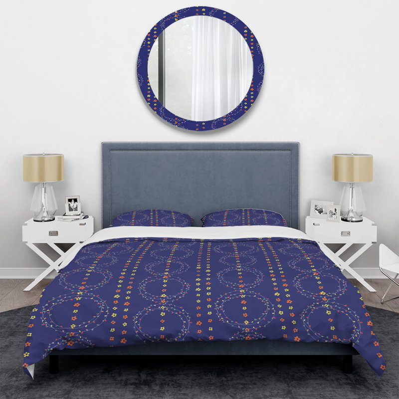 Motif à rayures bleues et brunes - Ensemble de housse de couette abstrait - Microfibre de polyester