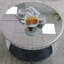 Table basse et miroir de luxe à deux niveaux avec miroir rond et table d'appoint moderne en verre cannelé