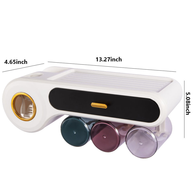 Deyra Toothbrush Holder, White/Black/Gold