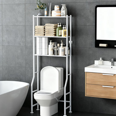 Over Toilet Storage Rack, 3-Tier Metal Bathroom Organizer Shelf (White)