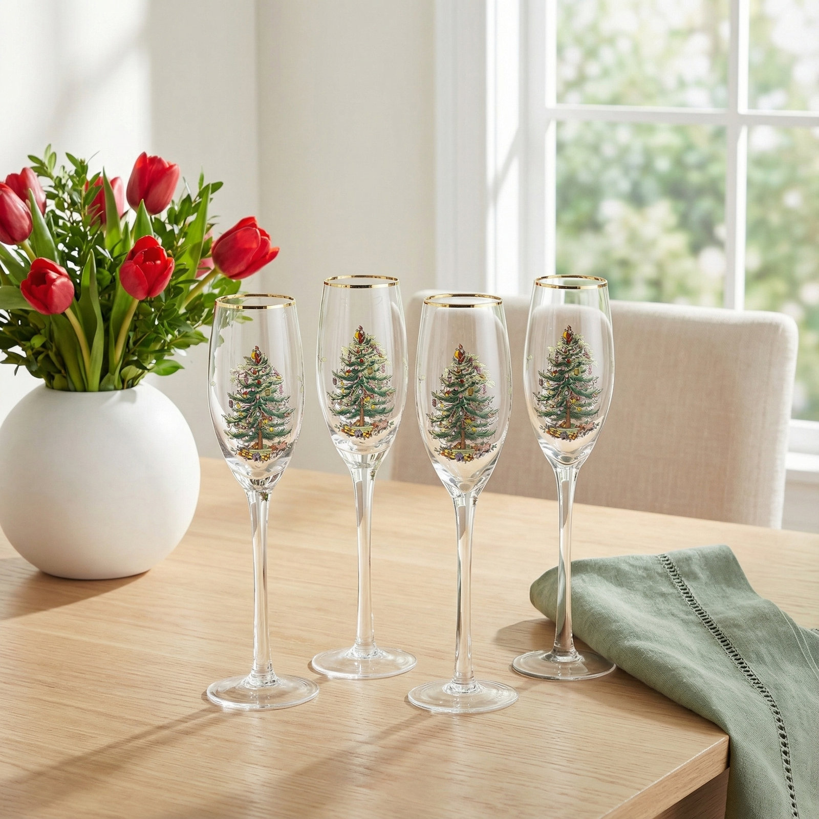 Christmas Tree Champagne Flute