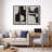 Mid Century Shape "Black Green Abstract Shape Artwork, Classy Minimal Contemporary Neutral Wall Pictures, Framed Canvas Giclée Print 2 Pieces Wall Art" 16x24x2 pcs, 24x36x2 pcs-92285500-92285502
