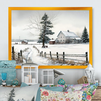 Nebraska Farm In Winter - Reproduction encadrée de paysage de ferme