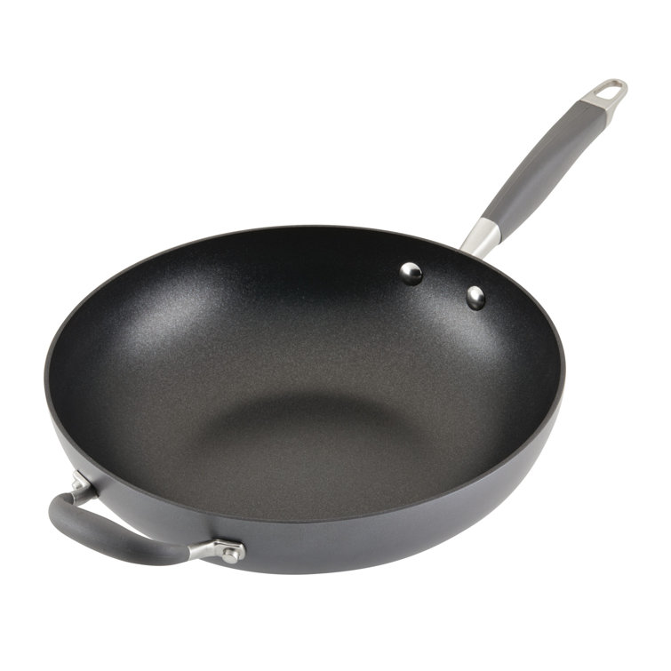 Anolon Advanced Hard Anodized Nonstick Stir Fry Wok Pan with Lid, 14 Inch,  Gray