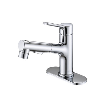 Single-hole Single-handle Bathroom Faucet With Pull Out Sprayer