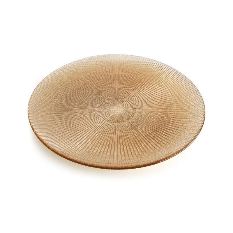 Noel Glass Platter Cm.37, Rose Gold