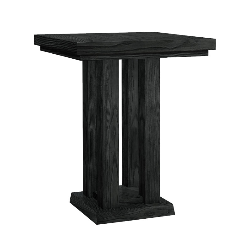 American Heritage Alta Solid Wood Pub Table – Square Pedestal Base, Ideal for Dining or Game Rooms, Black, Black