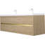 Meuble-lavabo mural 60 po avec lavabo double, meuble de rangement flottant et comptoir en pierre-116332521