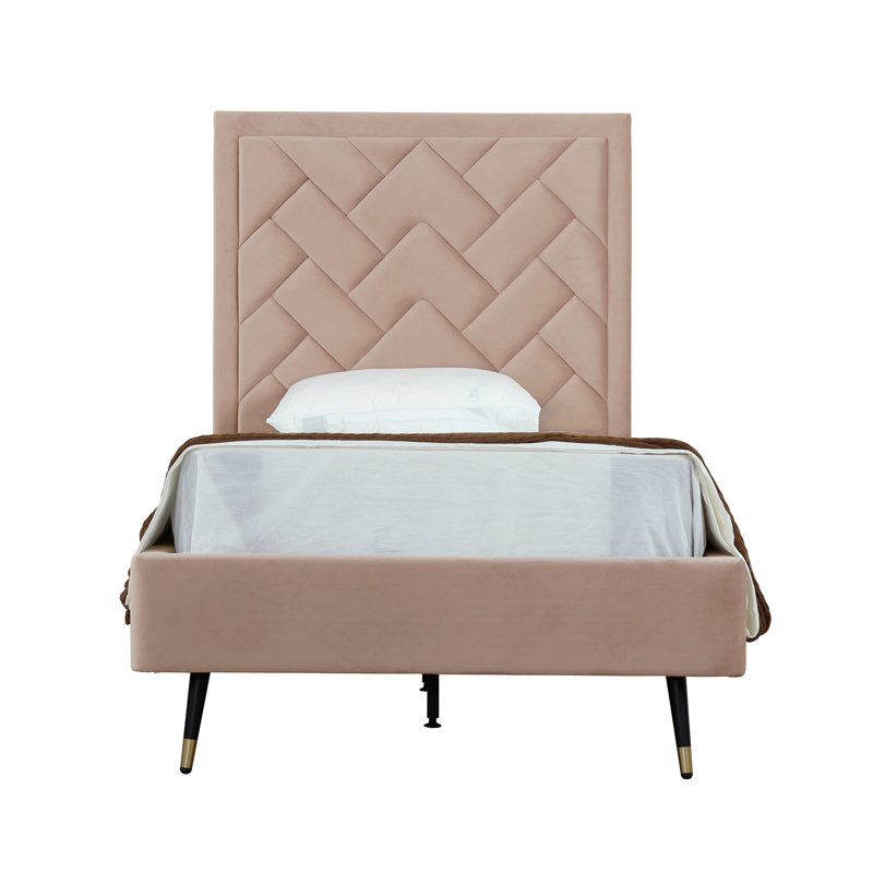 Toshiye Upholstered Platform Bed, Twin, Tan