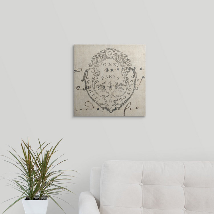« i », impression Letter Crest, H 35 po x l 35 po x P 1,5 po, Toile