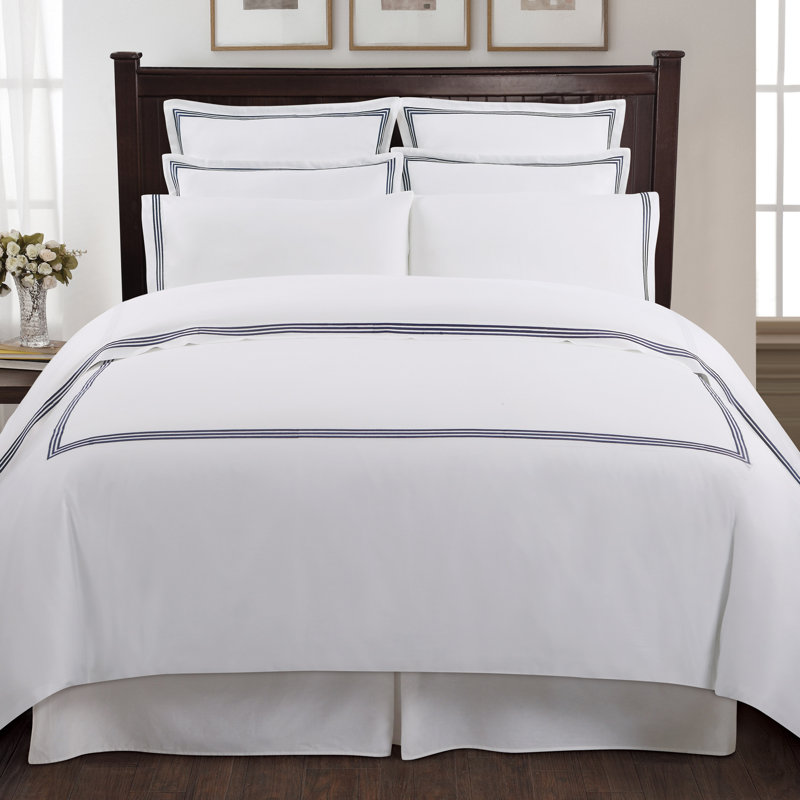 Three Line Hotel Sateen Striped Sheet Set, Silver Blue, King