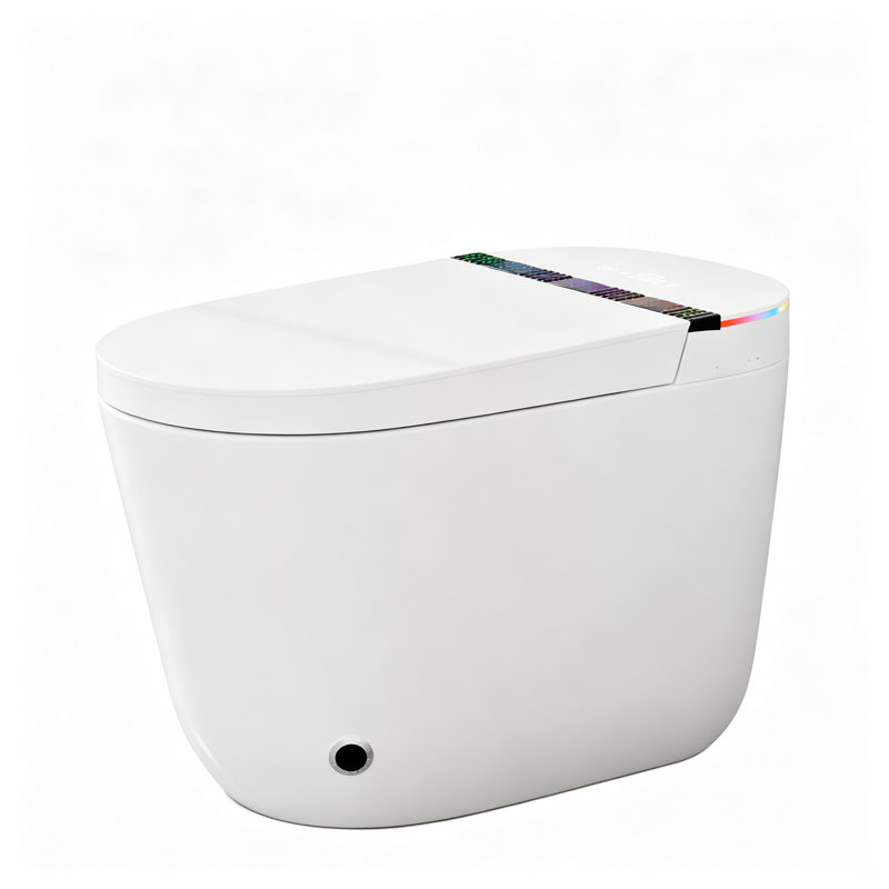 Yingze Modern Smart Toilet with Bidet - Matte White One-Piece Design, Foot Sensor & Color LED Display, ADA Height Tankless Toilet for Luxury Bathrooms