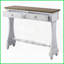 Table basse antique blanche avec 2 tiroirs - glissières en bois lisse Rangement 3/4 extension