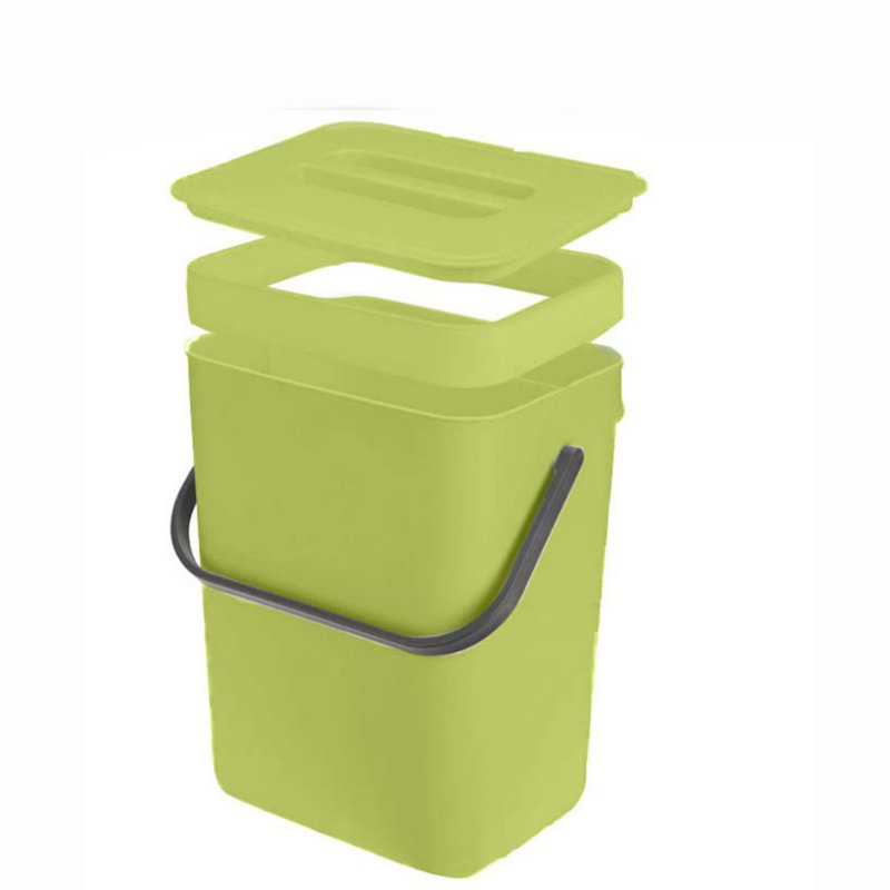 Color Plastic Manual Lift Kitchen Trash Can - 1.3 Gallons, Green