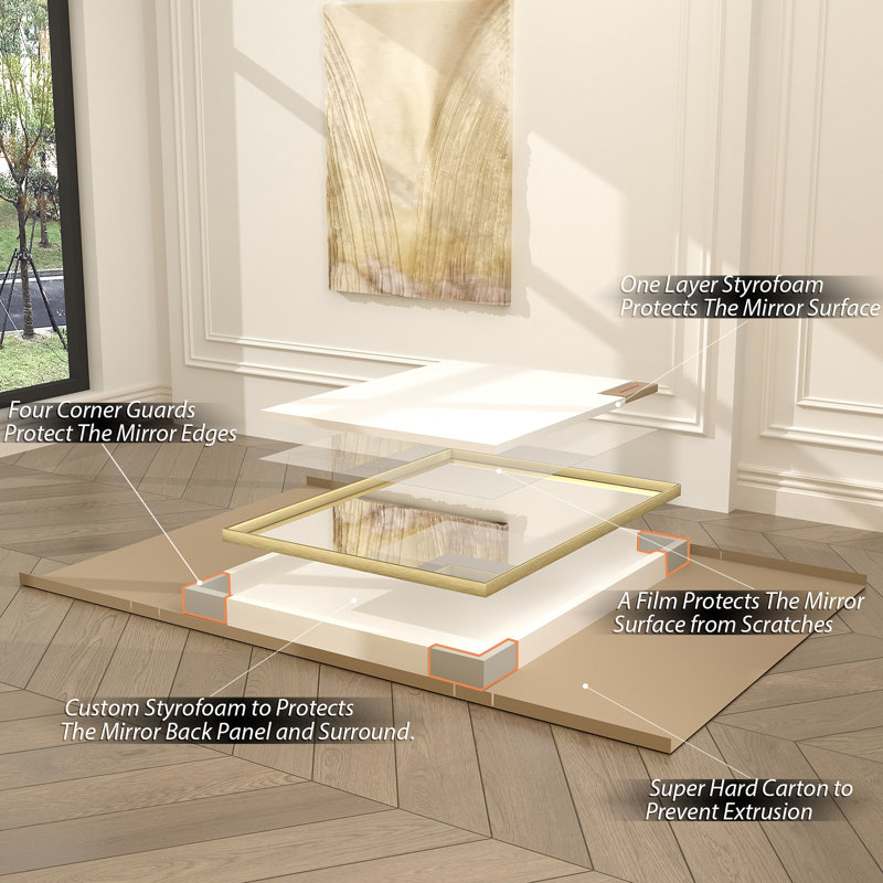 Miroir mural Amara, 65 po x 22 po, Brushed Gold