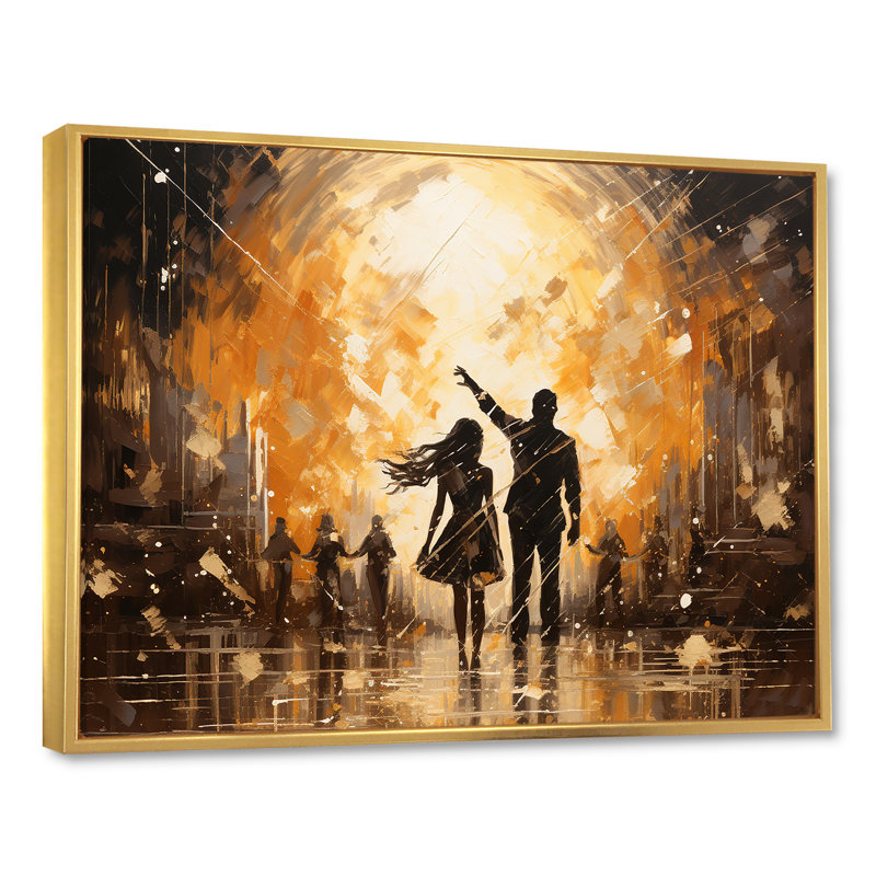 Disco Dazzle Dancer Complicity sur toile, Cadre flottant doré, L 44 po x H 34 po