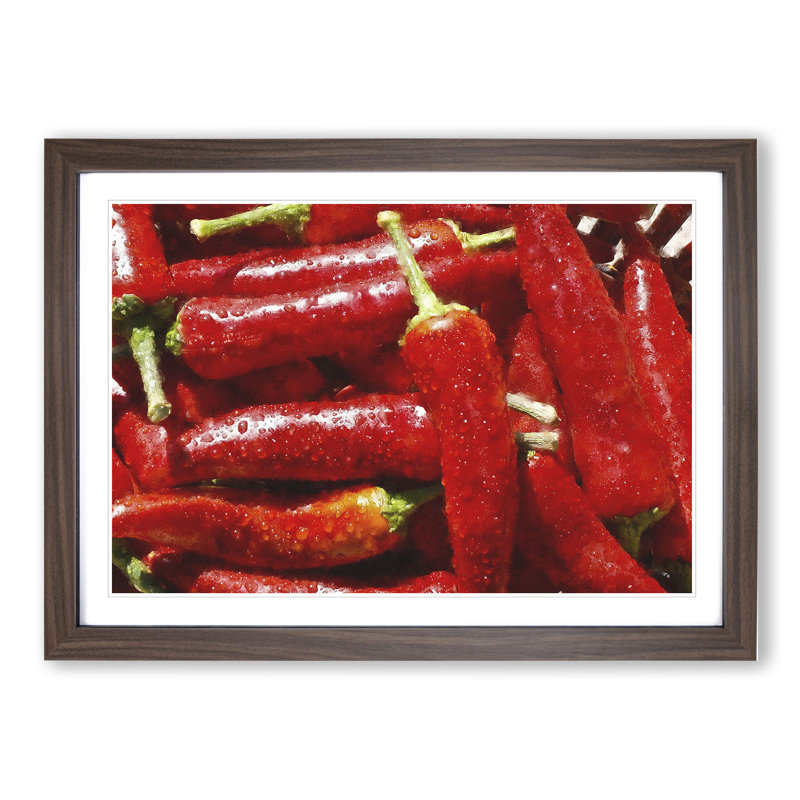 Red Chilli Peppers - Framed Print, 48cm H x 65cm W x 2cm D, Walnut Framed
