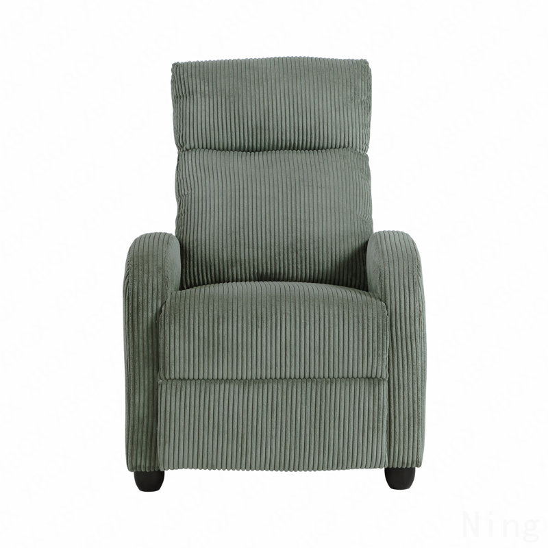 Green Soft Corduroy Modern Push Back Recliner - Solid Wood Frame, Living Room Furniture, Green