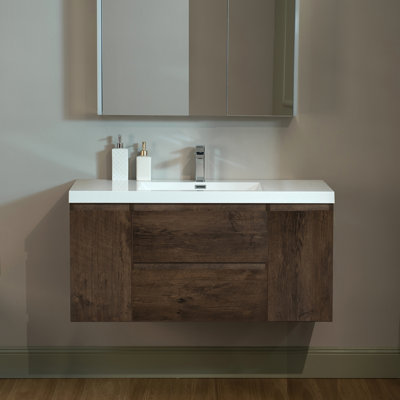 48" Wall Mounted Floating Vanity with Resin Composite Vanity Top
