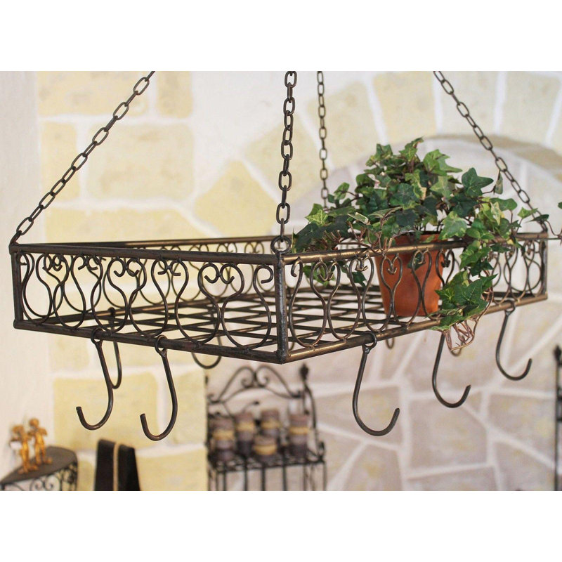 Metal Handcrafted Rectangle Hanging Pot Rack