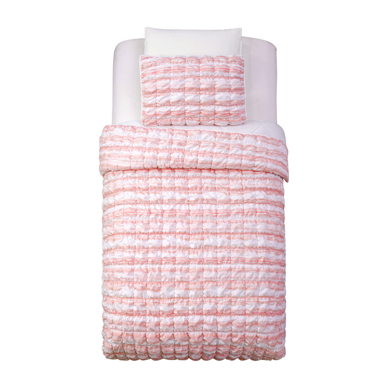 Ensemble de courtepointe 2 pièces Dreamy Clouds Puffy Marshmallow, Rose